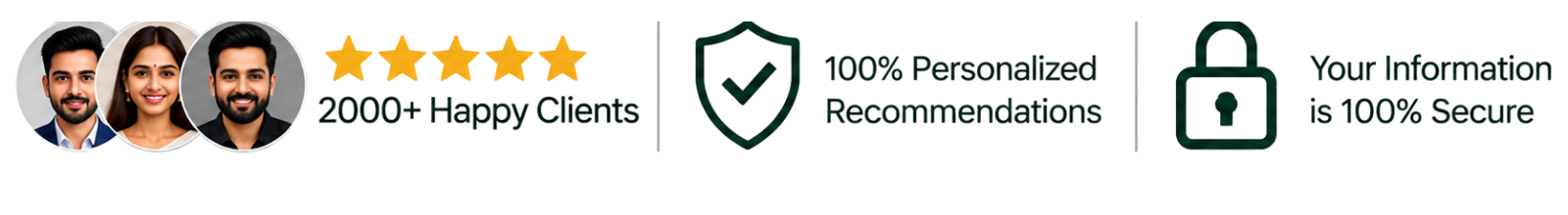 2000+ Happy Clients | 100% Personalized Recommendations | Your Information is 100% Secure
